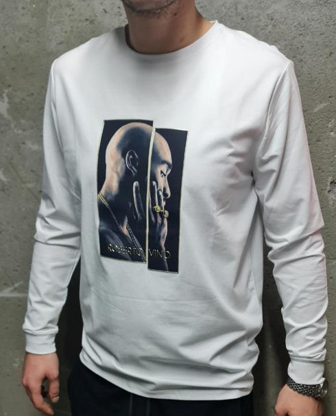 Roberto Vino Milano 2Pac Limited Edition Tshirt רוברטו וינו טי-שירט שרוול ארוך לבן